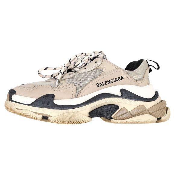 Balenciaga Clear Sole Triple S Sneakers in Beige Polyester